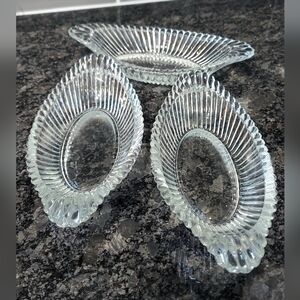 Vintage National Jeanette Clear Glass Banana Split Dish Set Of 3.